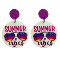 1 Pair Vacation Beach Letter Coconut Tree Arylic Drop Earrings main image 4