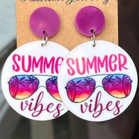 1 Pair Vacation Beach Letter Coconut Tree Arylic Drop Earrings sku image 1