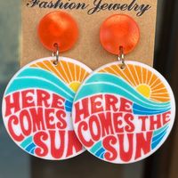 1 Pair Vacation Beach Letter Coconut Tree Arylic Drop Earrings main image 5