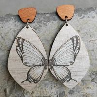 1 Pair Vacation Butterfly Wood Drop Earrings sku image 2