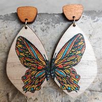 1 Pair Vacation Butterfly Wood Drop Earrings sku image 3