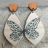 1 Pair Vacation Butterfly Wood Drop Earrings sku image 1