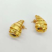 1 Pair Simple Style Water Droplets Solid Color Plating Copper Ear Studs sku image 3