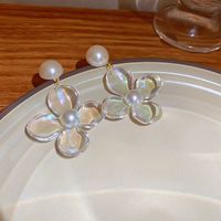 1 Pair Korean Style Flower Arylic Imitation Pearl Drop Earrings main image 4