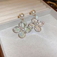 1 Pair Korean Style Flower Arylic Imitation Pearl Drop Earrings sku image 1