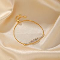 Commute Shiny Solid Color Copper Plating Inlay Zircon 14k Gold Plated Bracelets main image 2