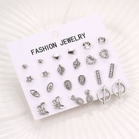 1 Set Simple Style Geometric Plating Inlay Alloy Artificial Pearls Rhinestones Ear Studs main image 6
