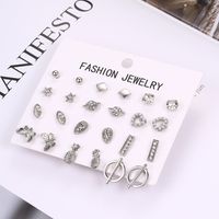 1 Set Simple Style Geometric Plating Inlay Alloy Artificial Pearls Rhinestones Ear Studs main image 5
