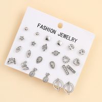 1 Set Simple Style Geometric Plating Inlay Alloy Artificial Pearls Rhinestones Ear Studs main image 3