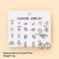 1 Set Simple Style Geometric Plating Inlay Alloy Artificial Pearls Rhinestones Ear Studs main image 2