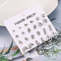 1 Set Simple Style Geometric Plating Inlay Alloy Artificial Pearls Rhinestones Ear Studs main image 4