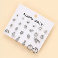 1 Set Simple Style Geometric Plating Inlay Alloy Artificial Pearls Rhinestones Ear Studs sku image 2