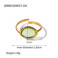 Elegant Lady Geometric Stainless Steel Plating Inlay Resin 18k Gold Plated Open Rings sku image 1