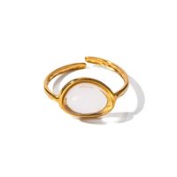 Elegant Lady Geometric Stainless Steel Plating Inlay Resin 18k Gold Plated Open Rings sku image 2