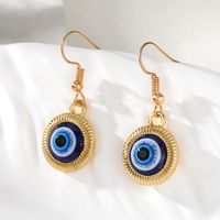 1 Pair Vintage Style Vacation Simple Style Round Devil's Eye Inlay Alloy Resin Drop Earrings main image 2