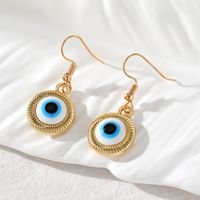1 Pair Vintage Style Vacation Simple Style Round Devil's Eye Inlay Alloy Resin Drop Earrings main image 3