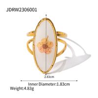 Ig Style Flower Stainless Steel Plating 18k Gold Plated Open Rings sku image 1