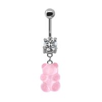 Casual Bear Stainless Steel Copper Beaded Plating Inlay Zircon White Gold Plated Belly Ring main image 2