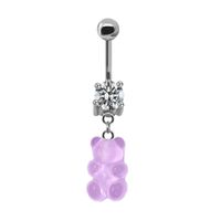 Casual Bear Stainless Steel Copper Beaded Plating Inlay Zircon White Gold Plated Belly Ring main image 4