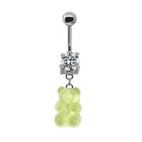 Casual Bear Stainless Steel Copper Beaded Plating Inlay Zircon White Gold Plated Belly Ring main image 3