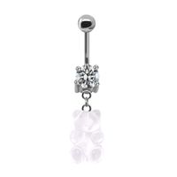 Casual Bear Stainless Steel Copper Beaded Plating Inlay Zircon White Gold Plated Belly Ring main image 8