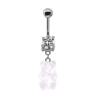 Casual Bear Stainless Steel Copper Beaded Plating Inlay Zircon White Gold Plated Belly Ring sku image 1