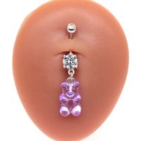 Casual Bear Stainless Steel Copper Beaded Plating Inlay Zircon White Gold Plated Belly Ring main image 9