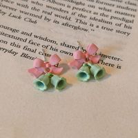 1 Pair Sweet Cat Flower Bow Knot Stoving Varnish Inlay Alloy Artificial Pearls Earrings main image 5