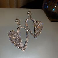 1 Pair Elegant Lady Heart Shape Inlay Alloy Rhinestones Drop Earrings main image 3