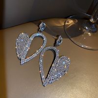 1 Pair Elegant Lady Heart Shape Inlay Alloy Rhinestones Drop Earrings main image 2