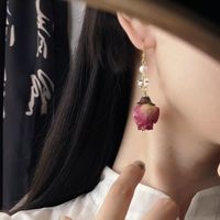 1 Pair Sweet Simple Style Flower Bow Knot Pearl Inlay Copper Zircon 18K Gold Plated Drop Earrings main image 4