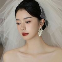 1 Pair Fairy Style Flower Imitation Pearl Drop Earrings main image 4