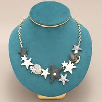 Vacation Beach Starfish Shell Alloy Plating Inlay Pearl Women's Necklace sku image 1