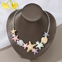 Vacation Beach Starfish Shell Alloy Plating Inlay Pearl Women's Necklace sku image 2
