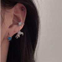 1 Pair Simple Style Commute Star Bear Heart Shape Enamel Inlay Copper Rhinestones Earrings main image 2