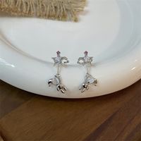 1 Paar Einfacher Stil Pendeln Stern Tragen Herzform Emaille Inlay Kupfer Strasssteine Ohrringe sku image 2