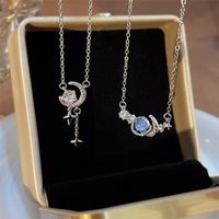 Simple Style Artistic Star Heart Shape Wings Steel Copper Inlay Opal Shell Zircon Pendant Necklace main image 3