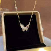 Simple Style Artistic Star Heart Shape Wings Steel Copper Inlay Opal Shell Zircon Pendant Necklace sku image 23