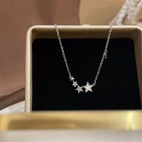 Simple Style Artistic Star Heart Shape Wings Steel Copper Inlay Opal Shell Zircon Pendant Necklace sku image 6