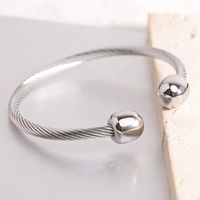 Simple Style C Shape Spiral Stripe Stainless Steel Plating Twisted Cable Bracele main image 5