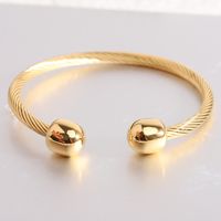 Simple Style C Shape Spiral Stripe Stainless Steel Plating Twisted Cable Bracele sku image 2