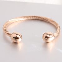 Simple Style C Shape Spiral Stripe Stainless Steel Plating Twisted Cable Bracele sku image 3