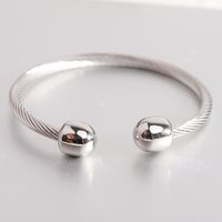 Simple Style C Shape Spiral Stripe Stainless Steel Plating Twisted Cable Bracele sku image 1