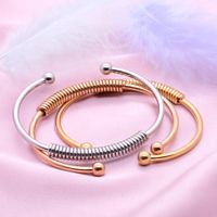 Simple Style C Shape Solid Color Stainless Steel Plating Cuff Bracelets main image 1