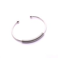 Simple Style C Shape Solid Color Stainless Steel Plating Cuff Bracelets sku image 1
