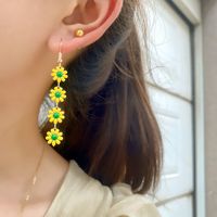 1 Pair Lady Sweet Flower Enamel Alloy Drop Earrings main image 4
