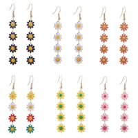 1 Paire Dame Sucré Fleur Émail Alliage Boucles D'oreilles main image 1