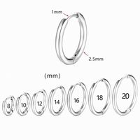 1 Piece Punk Simple Style Round Plating Stainless Steel Earrings main image 2