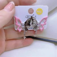 1 Pair Cute Butterfly Inlay Alloy Artificial Gemstones Drop Earrings sku image 1