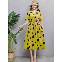 Women's Swing Dress Casual Vintage Style V Neck Printing Short Sleeve Printing Midi Dress Daily sku image 7